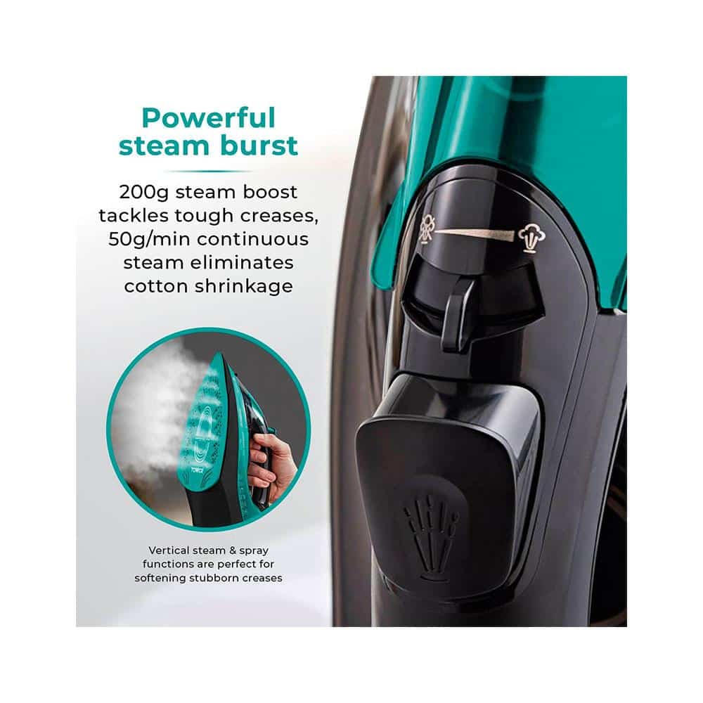 Tower CeraGlide Cord/Cordless Steam Iron With Rapid Heat-Up & Recharge 2800W 300ml Water Tank - Teal
