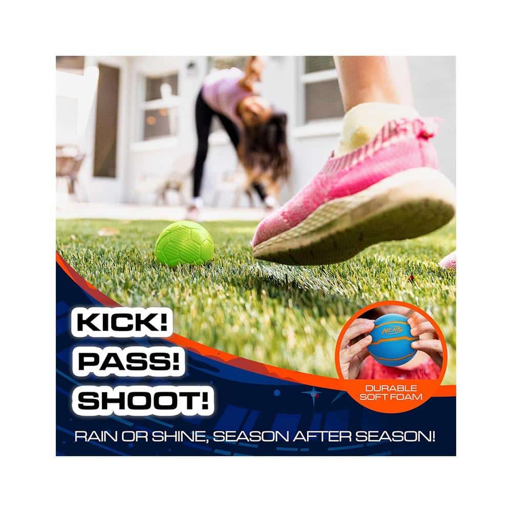 Nerf Micro Stress Balls Mini Foam Football Mini Foam Soccer Ball & Mini Foam Basketball Pack of 3 - Blue/Orange/Yellow Secondary image
