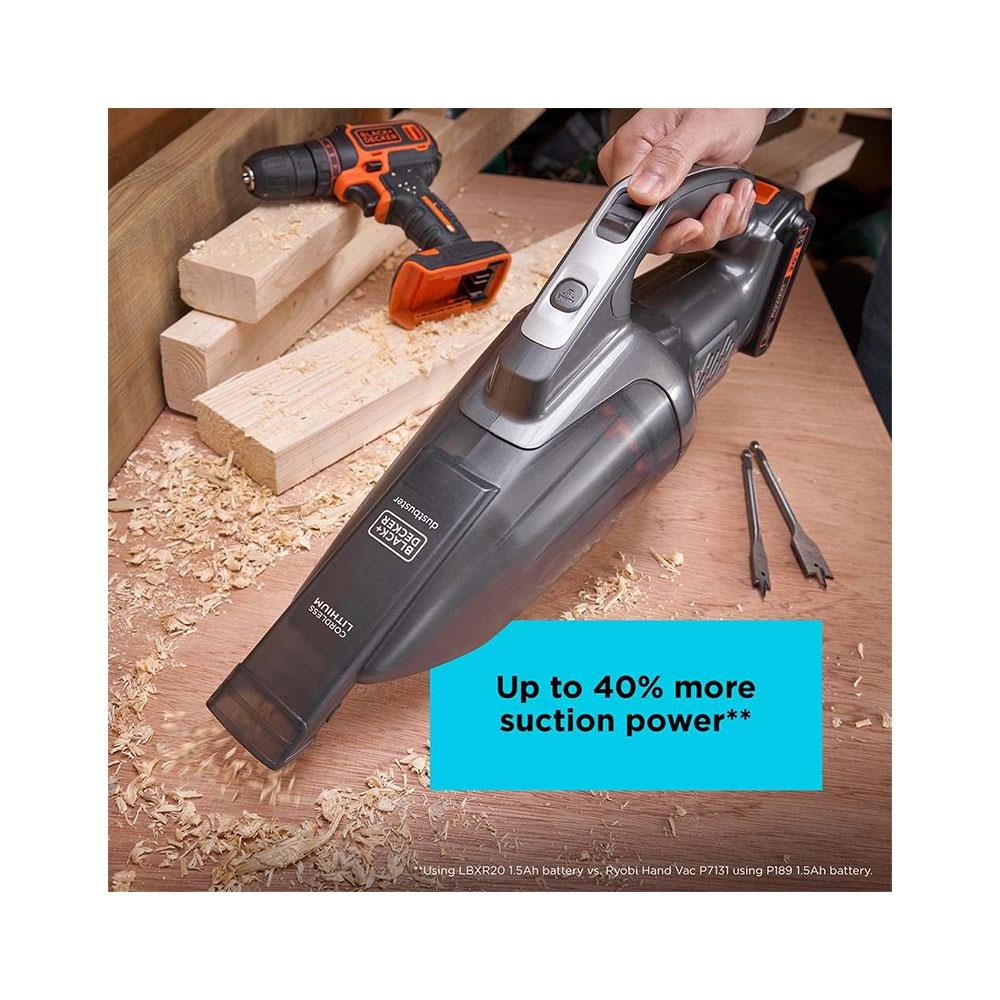 Black & Decker 18V Power Connect Dustbuster Cordless Handheld Vacuum Cleaner - Dark Grey/Orange