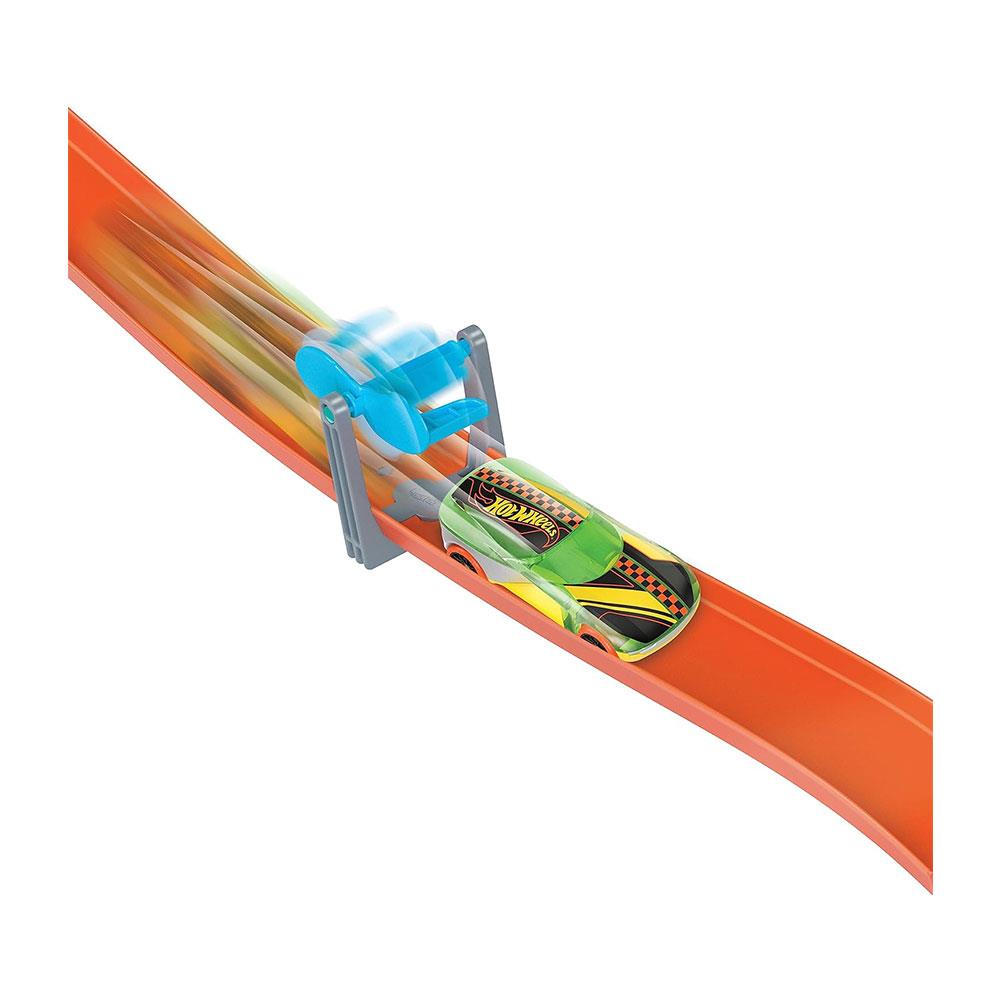 Hot Wheels Track Set Blue Deluxe Track Builder Pack With Wind Theme & 1 Hot Wheels Car - Multicolour