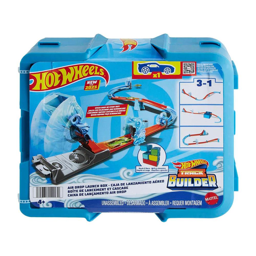 Hot Wheels Track Set Blue Deluxe Track Builder Pack With Wind Theme & 1 Hot Wheels Car - Multicolour