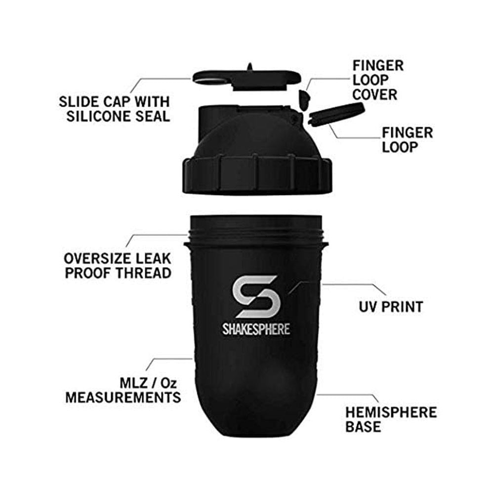 ShakeSphere Tumbler Protein Shaker Bottle 700ml - Frosted Black