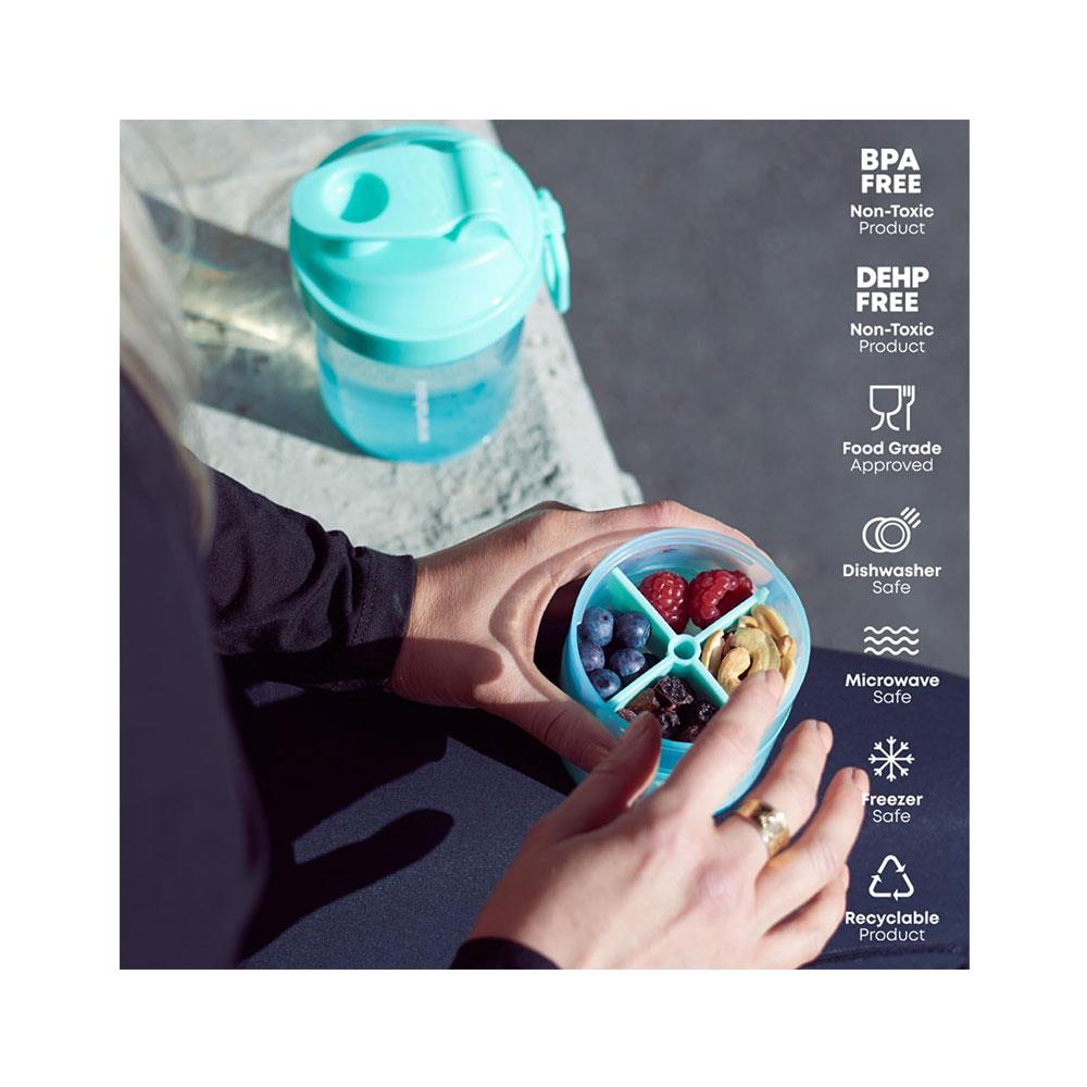 Smartshake Original 2Go ONE Protein Shaker 600ml Capacity With Storage - Gunsmoke Black