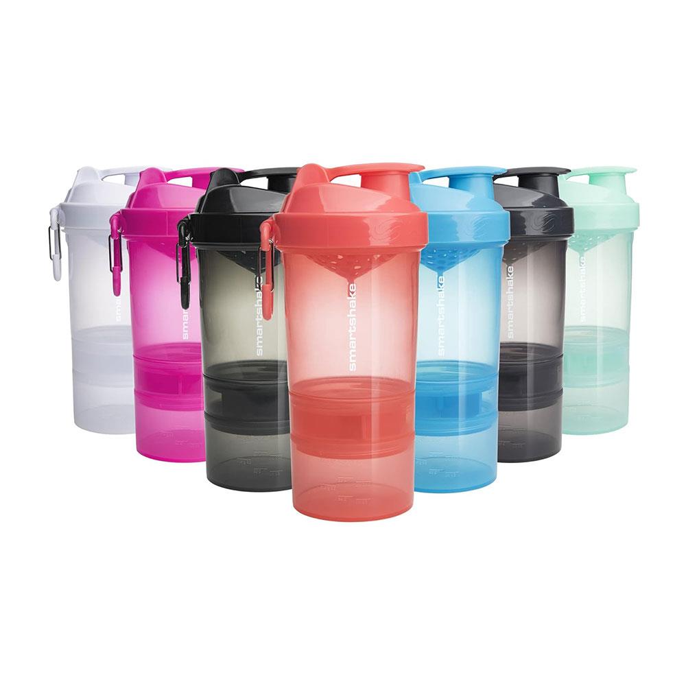 Smartshake Original 2Go ONE Protein Shaker 600ml Capacity With Storage - Neon Blue