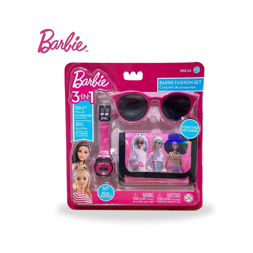Barbie 3-In-1 Gift Set With LCD Watch Sunglasses & Wallet - Pink