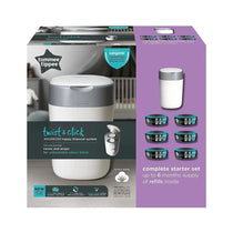 Tommee Tippee Twist & Click Advanced Nappy Disposal Bin System With 6 Refills Cassettes - White