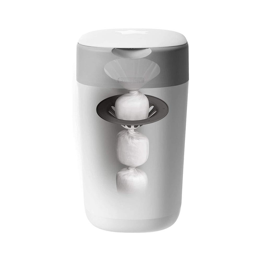 Tommee Tippee Twist & Click Advanced Nappy Disposal Bin System With 6 Refills Cassettes - White