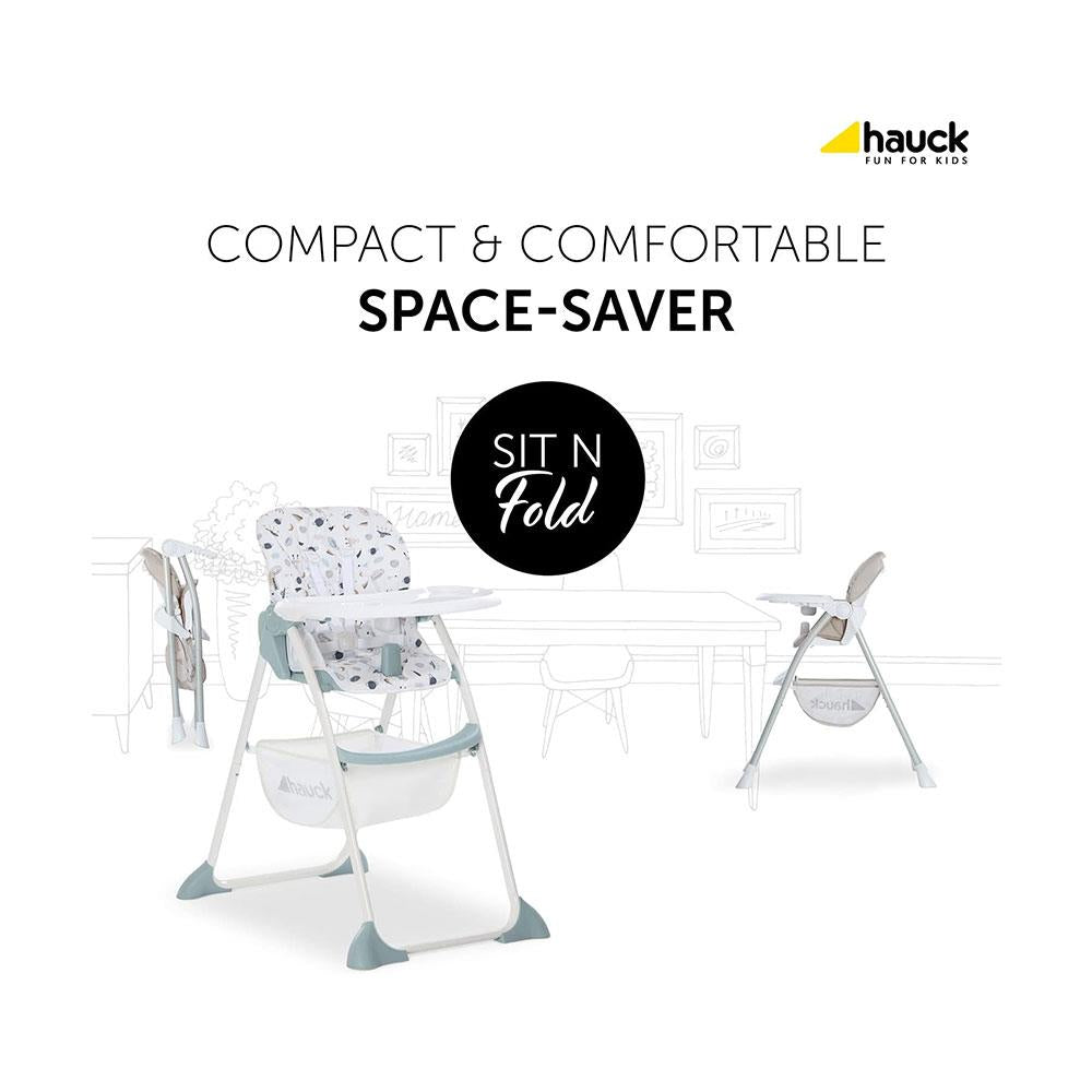 Hauck Sit N Fold Highchair Compact Folding Lightweight Suitable From 6 Months 15kg - Beige