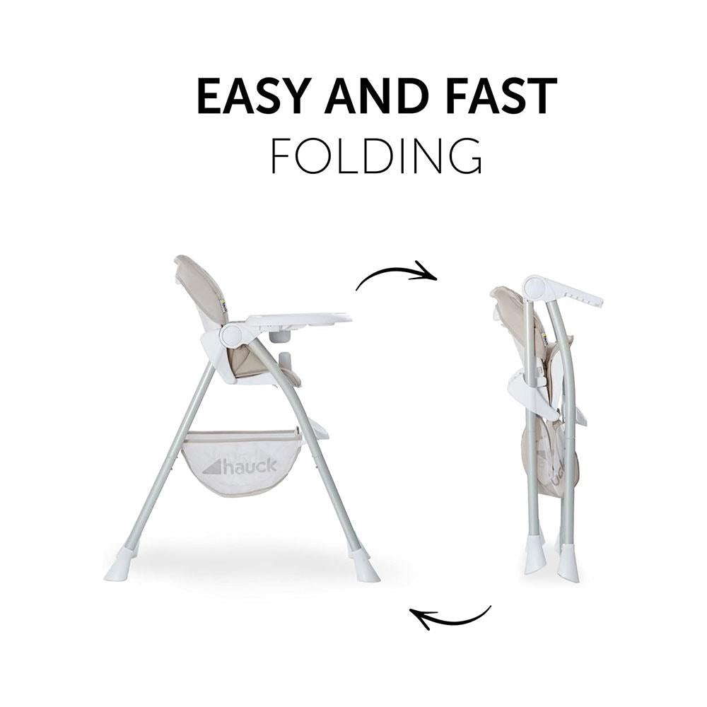 Hauck Sit N Fold Highchair Compact Folding Lightweight Suitable From 6 Months 15kg - Beige