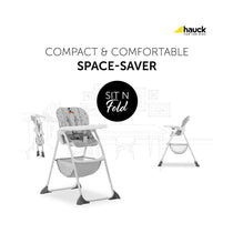 Hauck Sit N Fold Highchair Compact Folding Lightweight Suitable From 6 Months 15kg - Mickey Mouse Grey