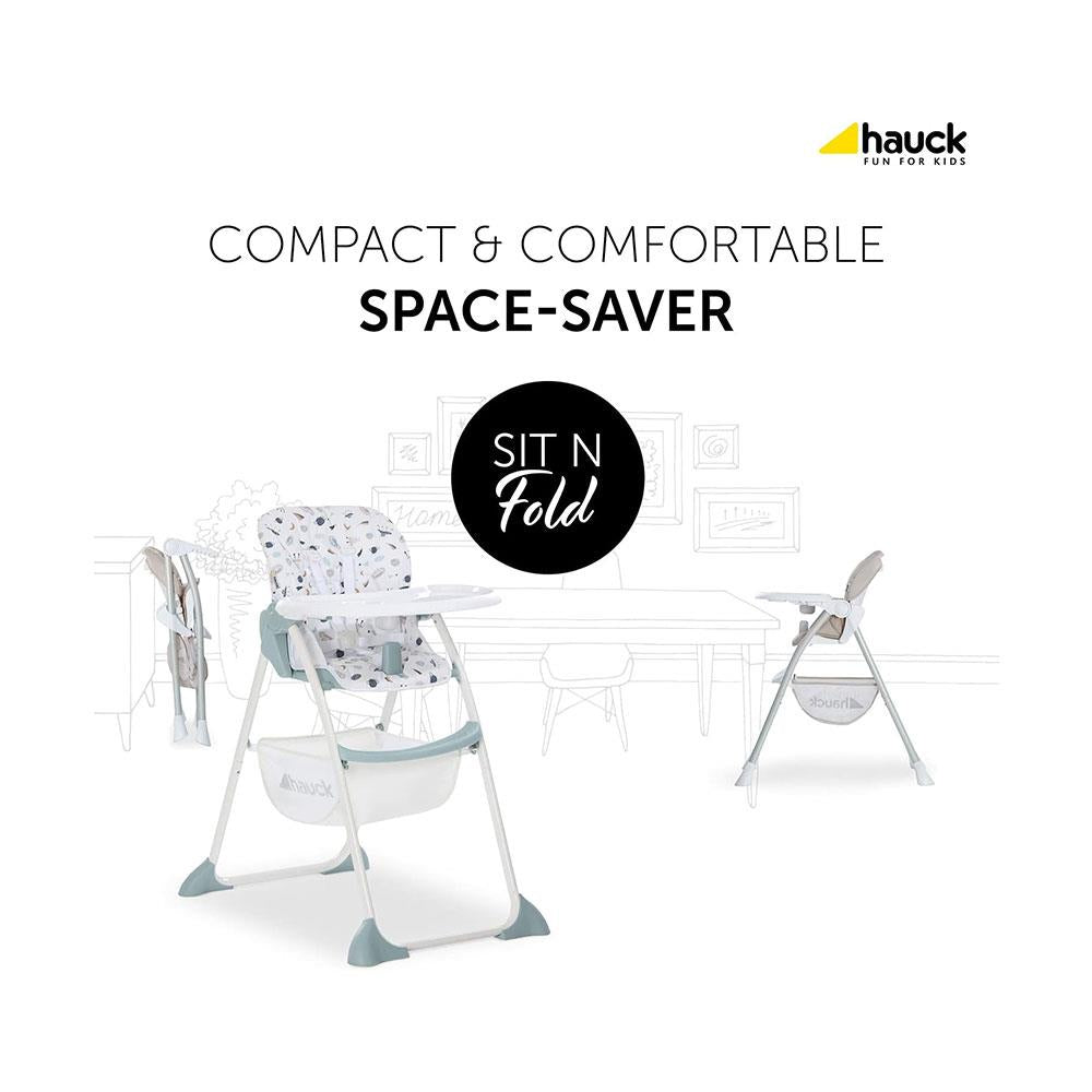 Hauck Sit N Fold Highchair Compact Folding Lightweight Suitable From 6 Months 15kg - Space