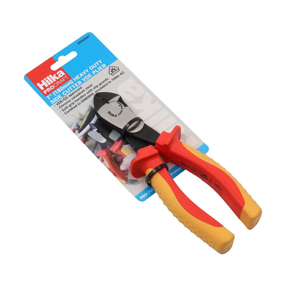 Hilka Tools 7 Inch Heavy Duty Side Cutters VDE Pliers (180mm) - Orange Main image