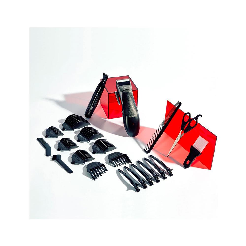 Remington Stylist Hair Clipper & Detail Trimmer Versatile 8 Combs Self-Sharpening Blades 25 Piece Kit - Black