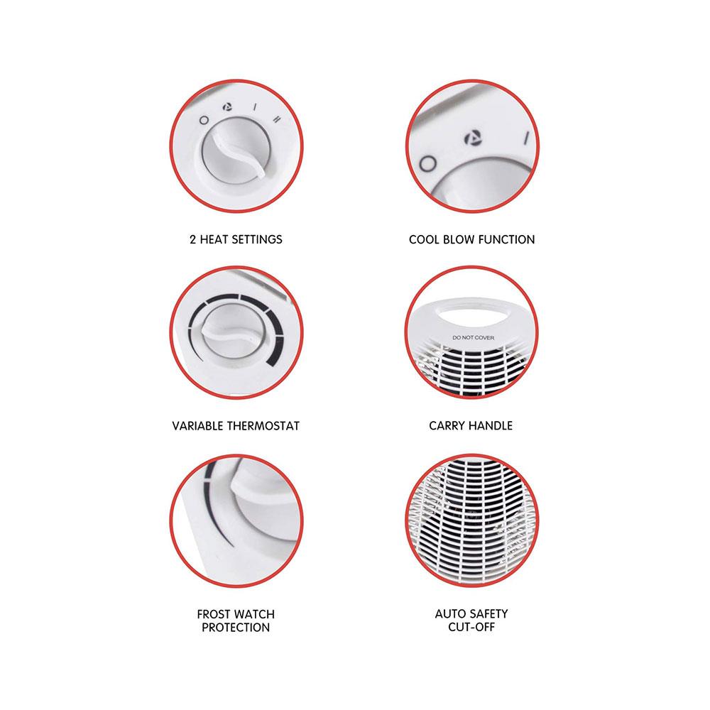 Lloytron STAYWARM 2000W Upright Fan Heater With 2 Heat Settings - White