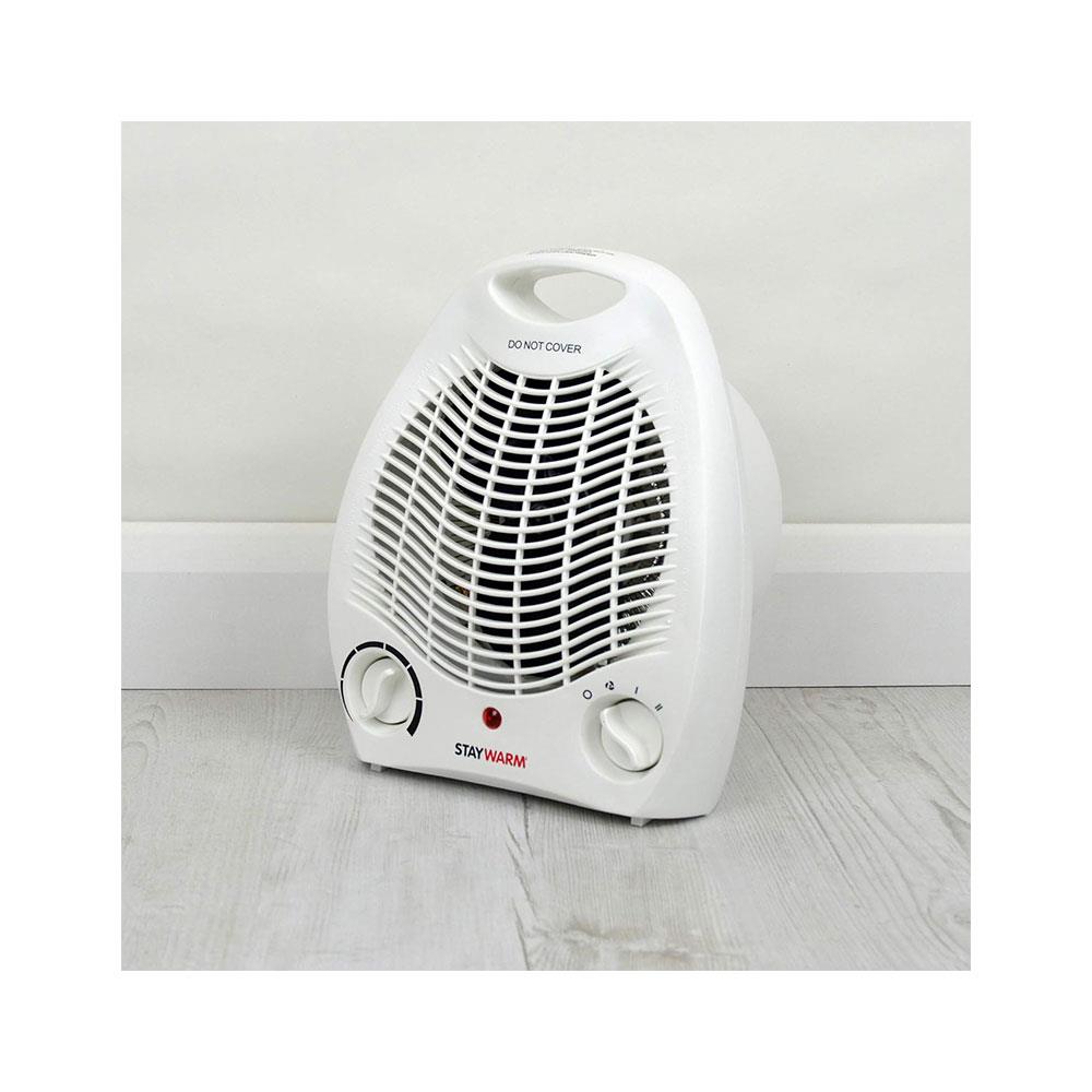 Lloytron STAYWARM 2000W Upright Fan Heater With 2 Heat Settings - White
