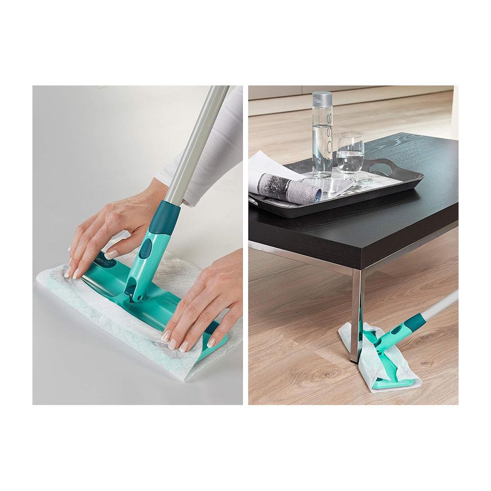 Leifheit Clean & Away Set Compact Dusting Floor Mop With 5 Dusting Mop Cloths - Turquoise