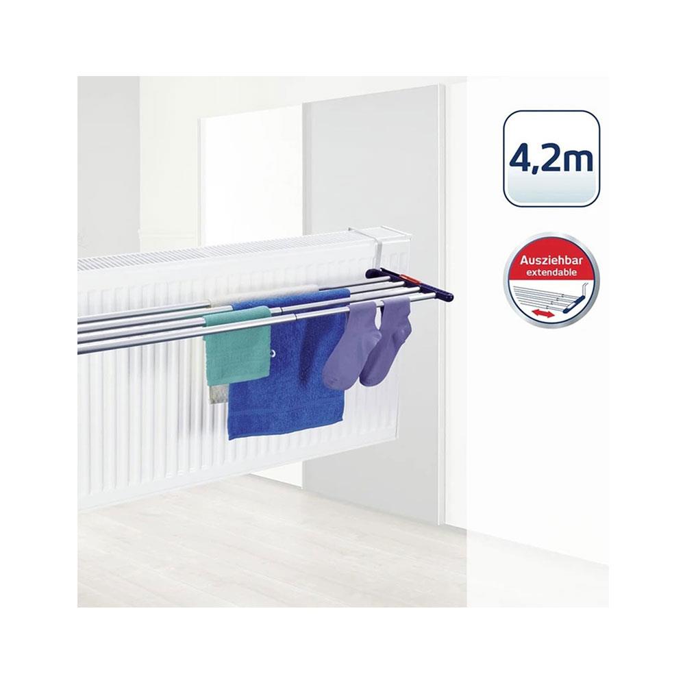 Leifheit Quartett 42 Extendable Aluminium Hanging Dryer Clothes Airer Drying Rack - Blue/White