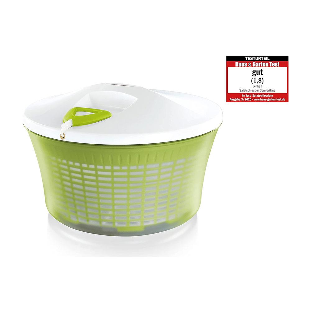 Leifheit Salad Spinner Signature Holds 5.5 Litres Large Clear Serving Bowl Colander Basket - Green & White Secondary image