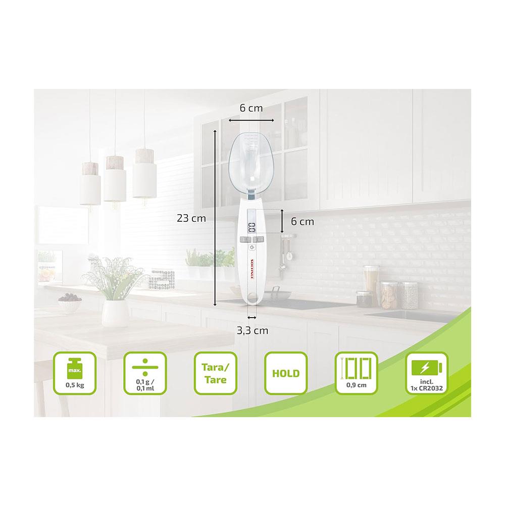 Soehnle Cooking Star Digital Kitchen Scale Measuring Spoon 500g Load Capacity - White