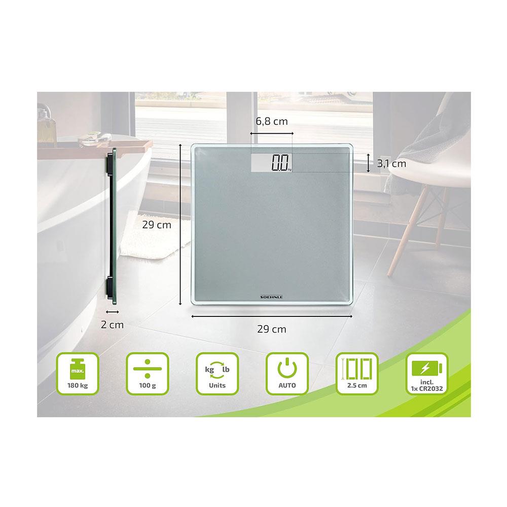 Soehnle Style Sense Compact 300 Digital Personal Bathroom Scale Weighs To 180kg - Grey