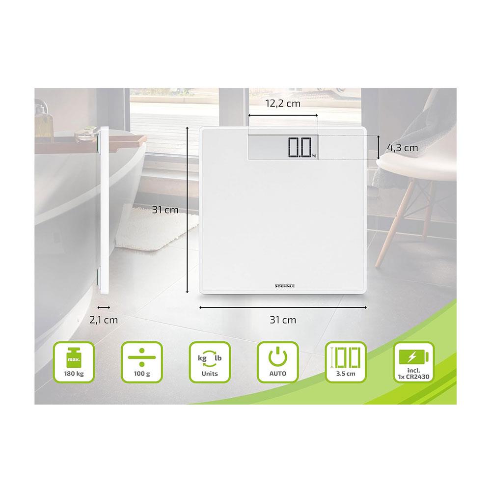 Soehnle Style Sense Safe 100 Digital Personal Bathroom Scale Weighs To 180kg - White