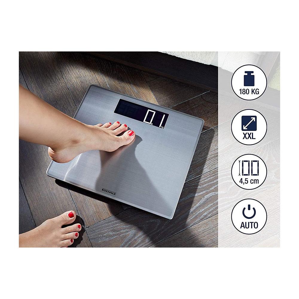 Soehnle Style Sense Safe 300 Digital Personal Bathroom Scale Stainless Steel Weighs To 180kg - Silver