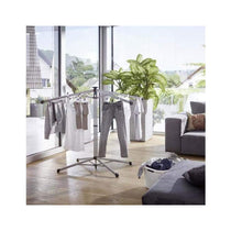 Leifheit LinoPop-Up 140 Umbrella Stand Dryer Indoor Outdoor Standing Clothes Drying Racks - Silver/Black