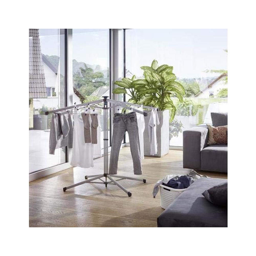 Leifheit LinoPop-Up 140 Umbrella Stand Dryer Indoor Outdoor Standing Clothes Drying Racks - Silver/Black