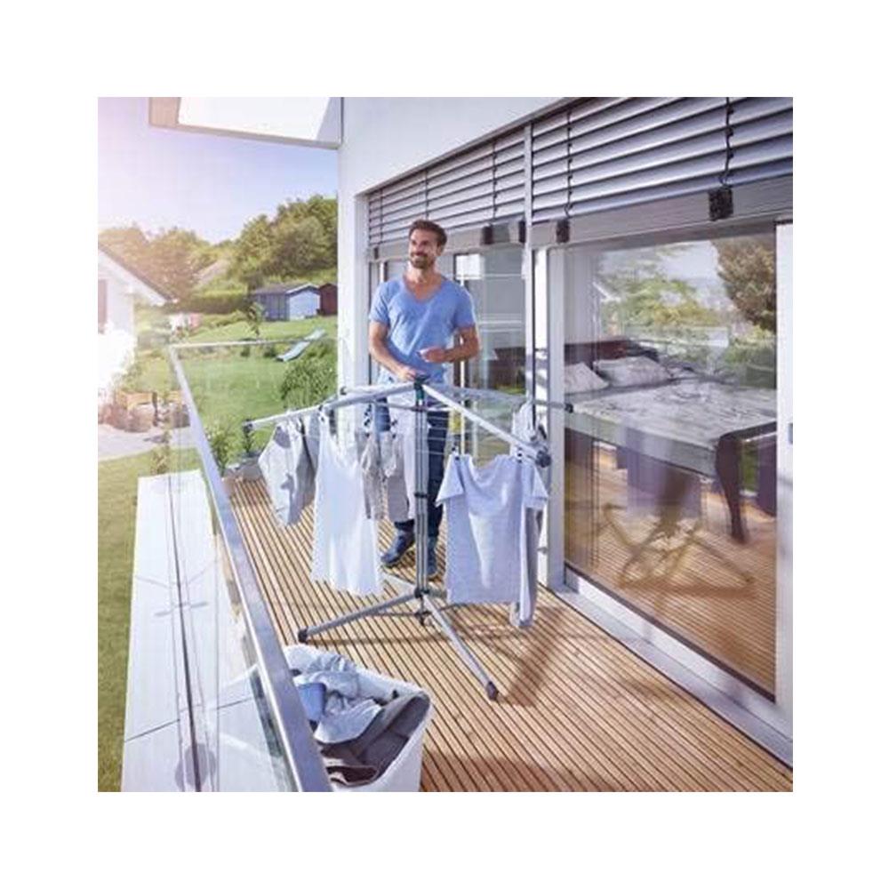 Leifheit LinoPop-Up 140 Umbrella Stand Dryer Indoor Outdoor Standing Clothes Drying Racks - Silver/Black