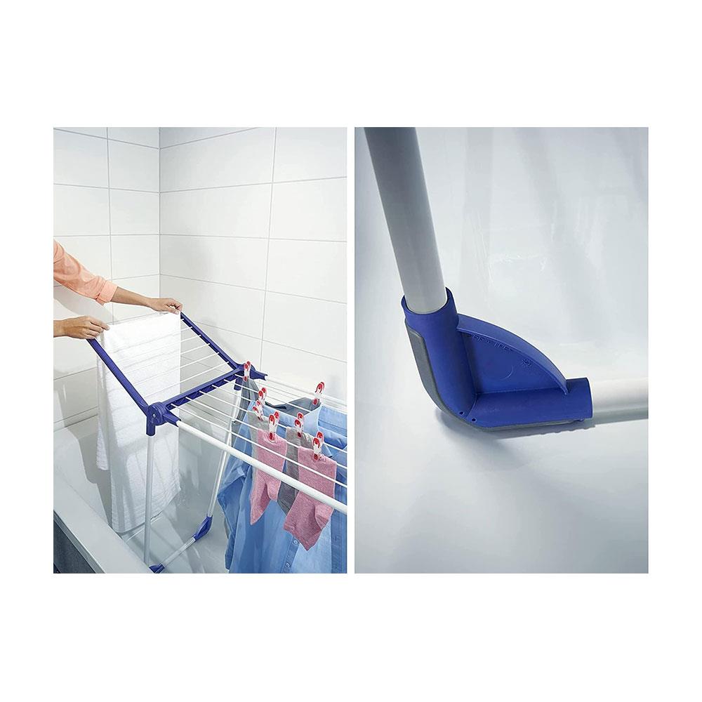 Leifheit Pegasus 120 Solid Compact Clothes Airer 12m Large Drying Area Clothes Rack Horse Stands In Bath Tub - Dark Blue