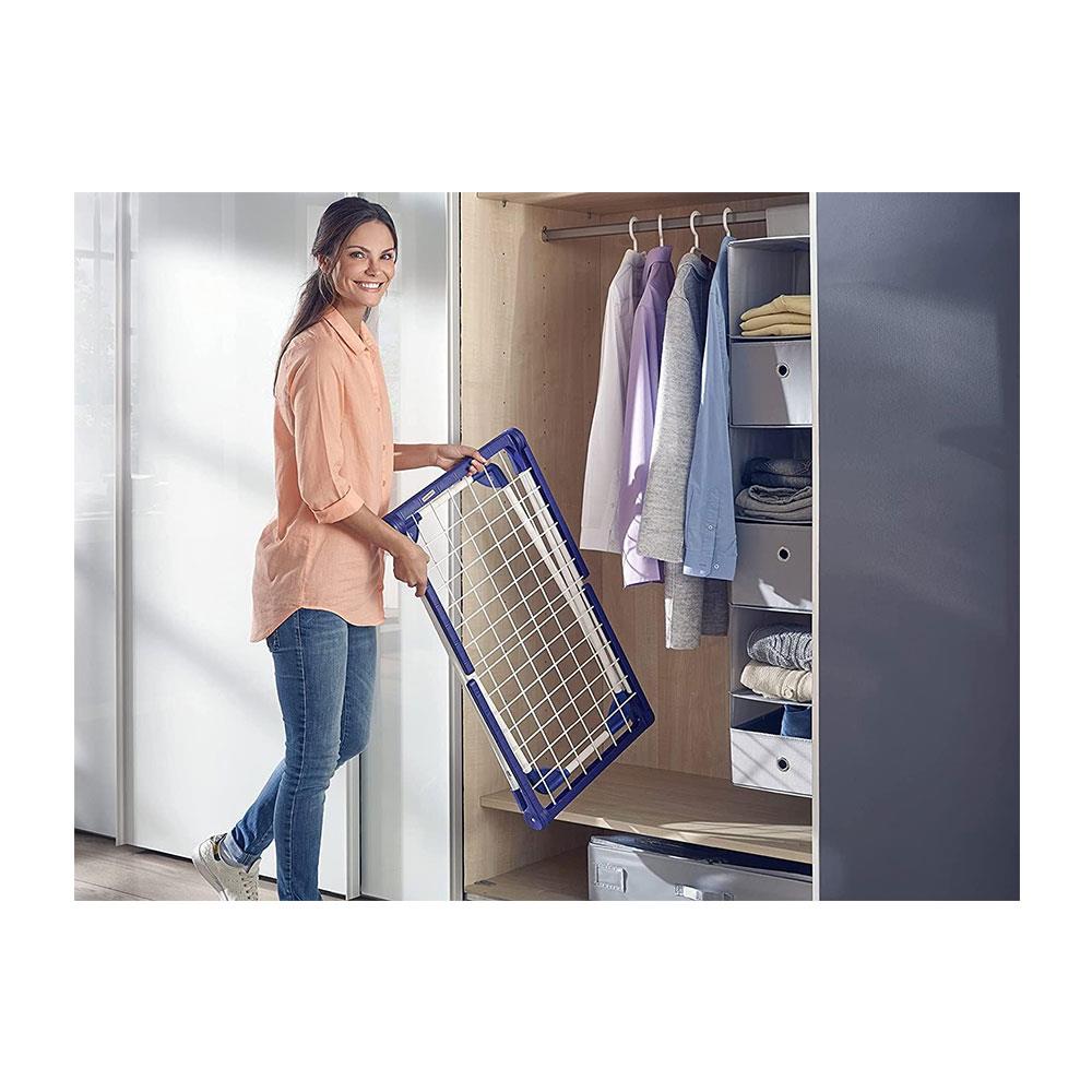 Leifheit Pegasus 120 Solid Compact Clothes Airer 12m Large Drying Area Clothes Rack Horse Stands In Bath Tub - Dark Blue