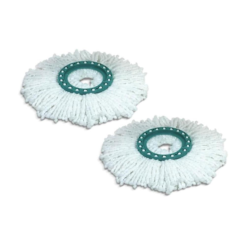 Leifheit Replacement Head Clean Twist Disc Mop 2 Pack High Dirt & Water Absorption Microfibre - White