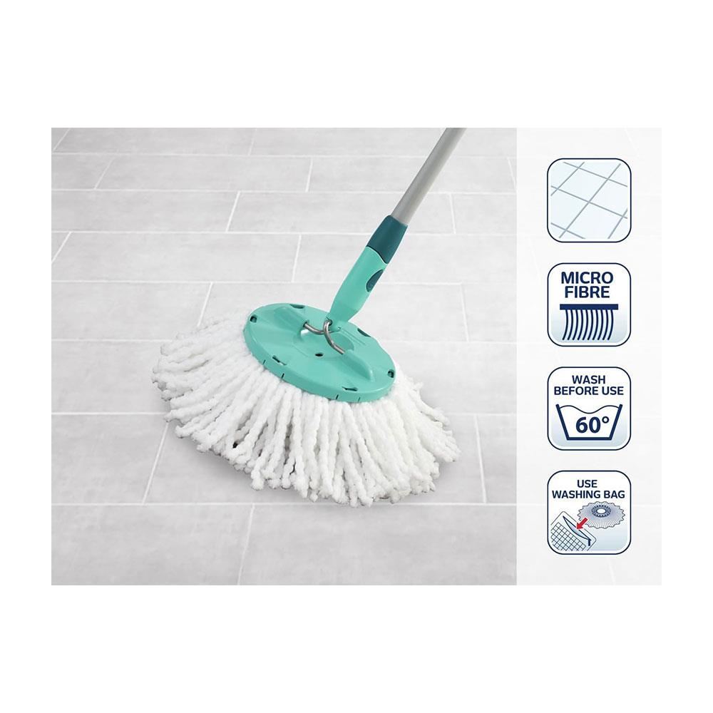 Leifheit Replacement Head Clean Twist Disc Mop 2 Pack High Dirt & Water Absorption Microfibre - White