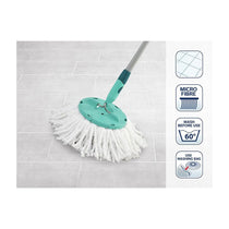 Leifheit Replacement Head Clean Twist Disc Mop 2 Pack High Dirt & Water Absorption Microfibre - White