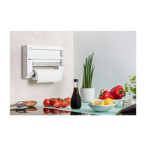 Leifheit Wall-Mounted Roll Holder Parat Kitchen Roll Dispenser With Cutters - White/Grey