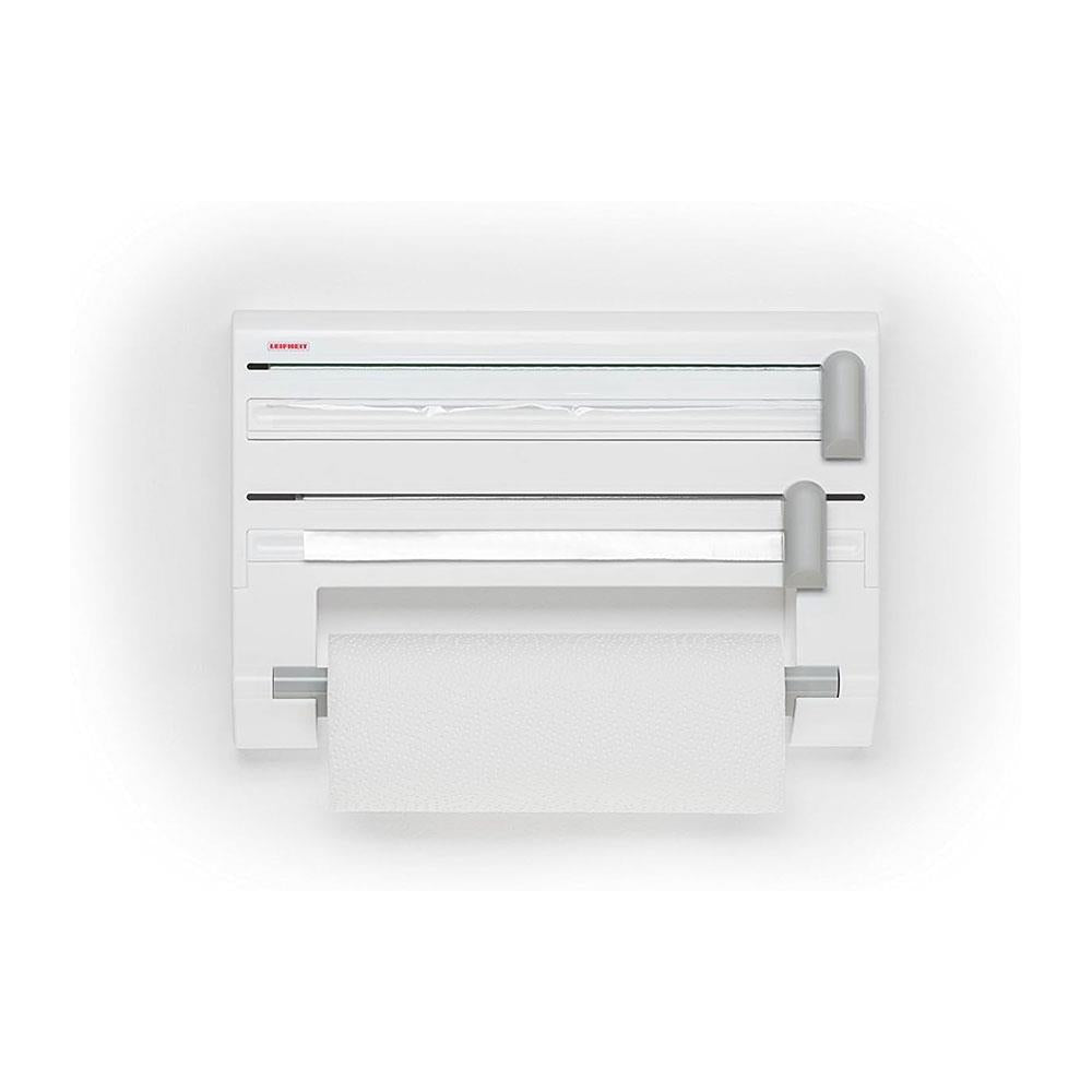Leifheit Wall-Mounted Roll Holder Parat Kitchen Roll Dispenser With Cutters - White/Grey