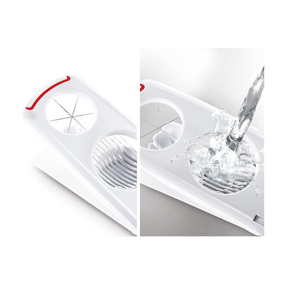 Leifheit ComfortLine Combi Egg Cutter Stainless Steel Mushrooms & Potatoes Cutters 3 In 1 Function - White/Red