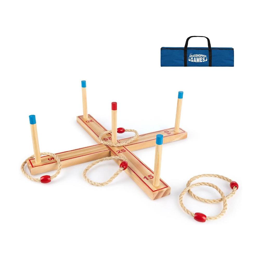 Grasshopper Games Ring Toss Wooden Garden Game Set Interactive Outdoor Game - Brown Main image