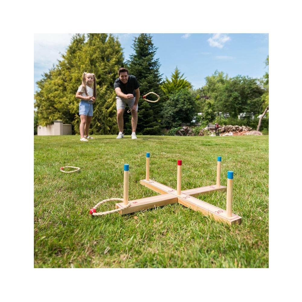 Grasshopper Games Ring Toss Wooden Garden Game Set Interactive Outdoor Game - Brown Secondary image