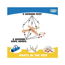Grasshopper Games Ring Toss Wooden Garden Game Set Interactive Outdoor Game - Brown