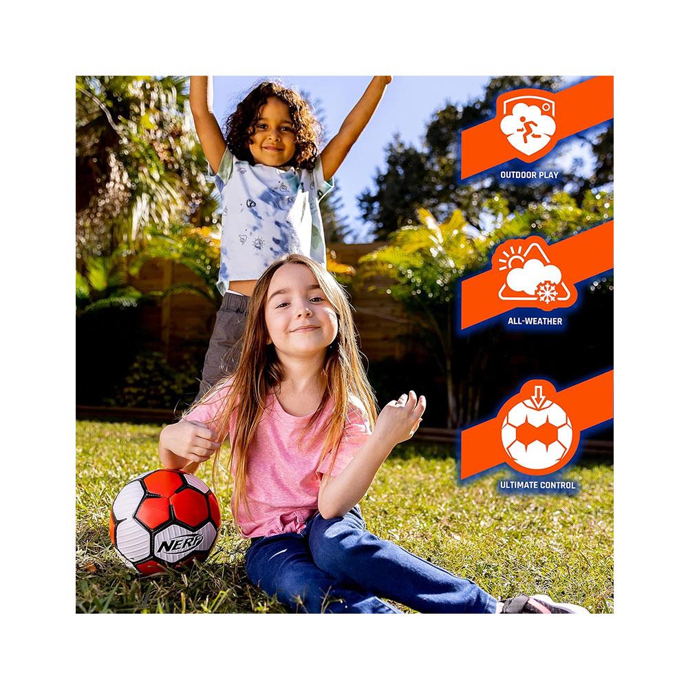 Nerf Proshot Kids Soccer Ball Outdoor Youth Soccer Balls + Air Pump Set Ball Size 3 - Red/White/Black