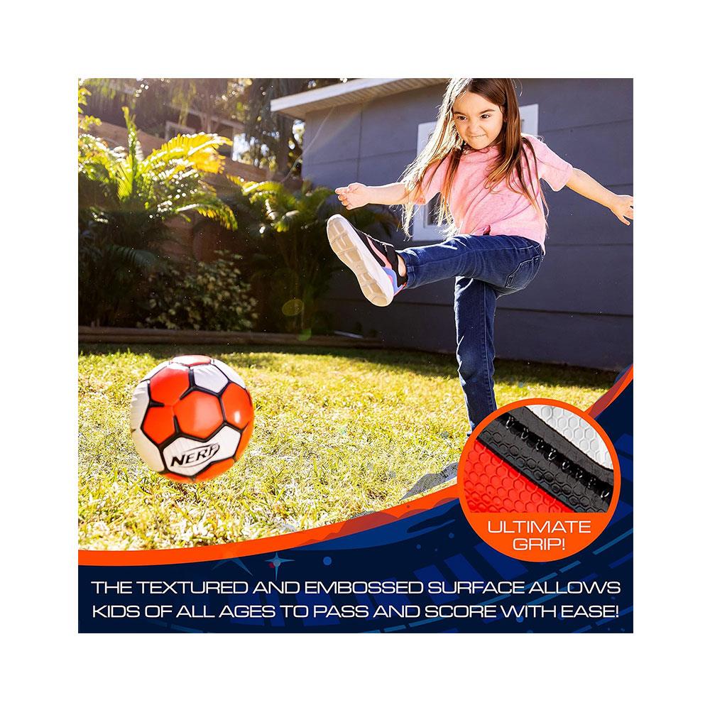 Nerf Proshot Kids Soccer Ball Outdoor Youth Soccer Balls + Air Pump Set Ball Size 3 - Red/White/Black