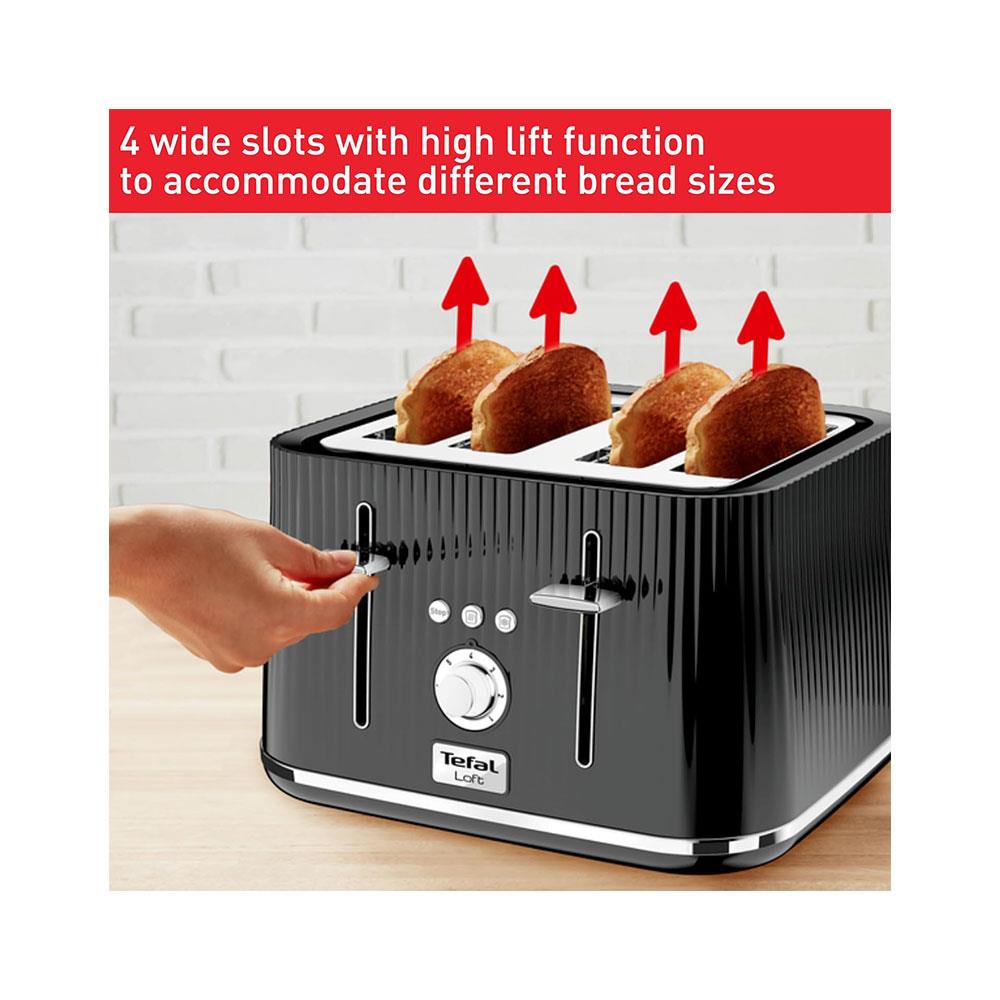 Tefal Loft Quintessentially British 4 Slice Toaster Plastic 1700 W - Noir Black
