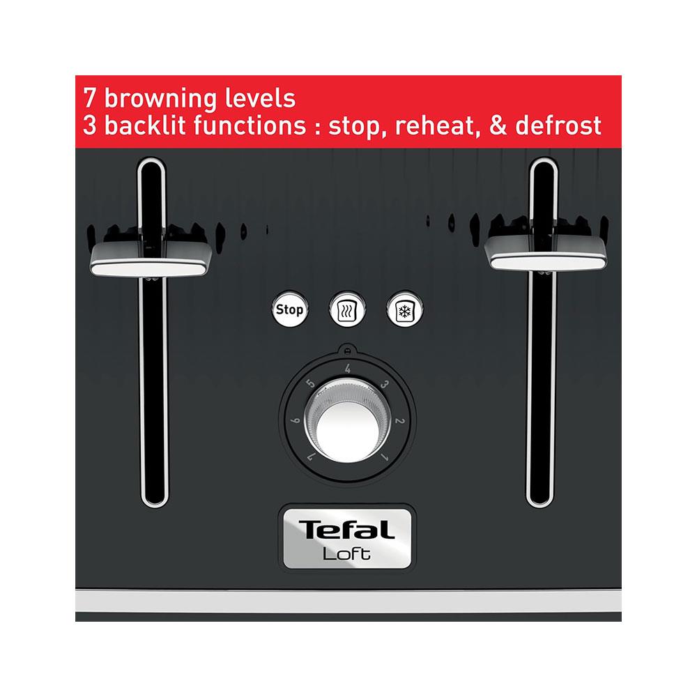 Tefal Loft Quintessentially British 4 Slice Toaster Plastic 1700 W - Noir Black