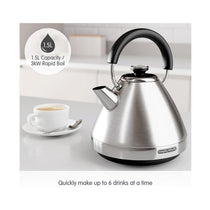 Morphy Richards Venture Pyramid Kettle Brushed Stainless Steel 3000W 1.5 Litres - Silver