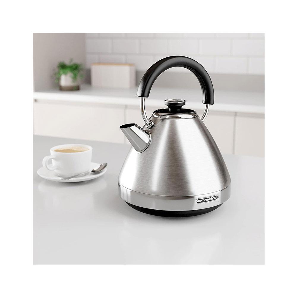 Morphy Richards Venture Pyramid Kettle Brushed Stainless Steel 3000W 1.5 Litres - Silver