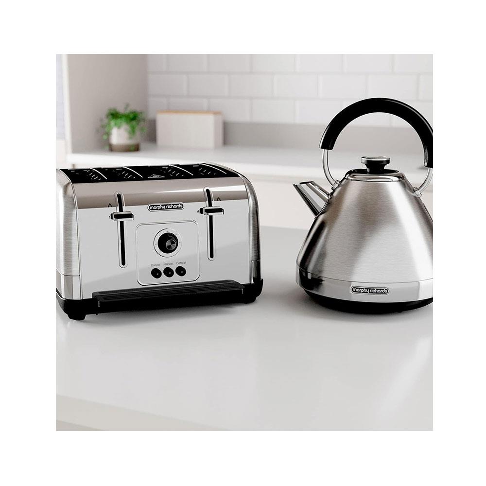 Morphy Richards Venture Pyramid Kettle Brushed Stainless Steel 3000W 1.5 Litres - Silver