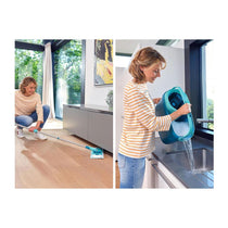 Leifheit Clean Twist M Ergo Mop & Bucket Set Moisture Controlled Spin 33cm Wide Mop - Turquoise