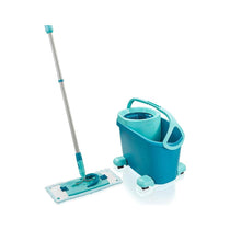 Leifheit Clean Twist M Ergo Mobile Mop & Bucket Set Moisture Controlled Spin 33cm Wide Mop Head - Turquoise