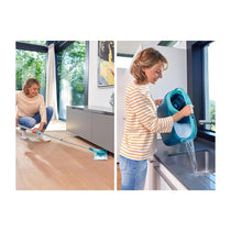 Leifheit Clean Twist M Ergo Mobile Mop & Bucket Set Moisture Controlled Spin 33cm Wide Mop Head - Turquoise